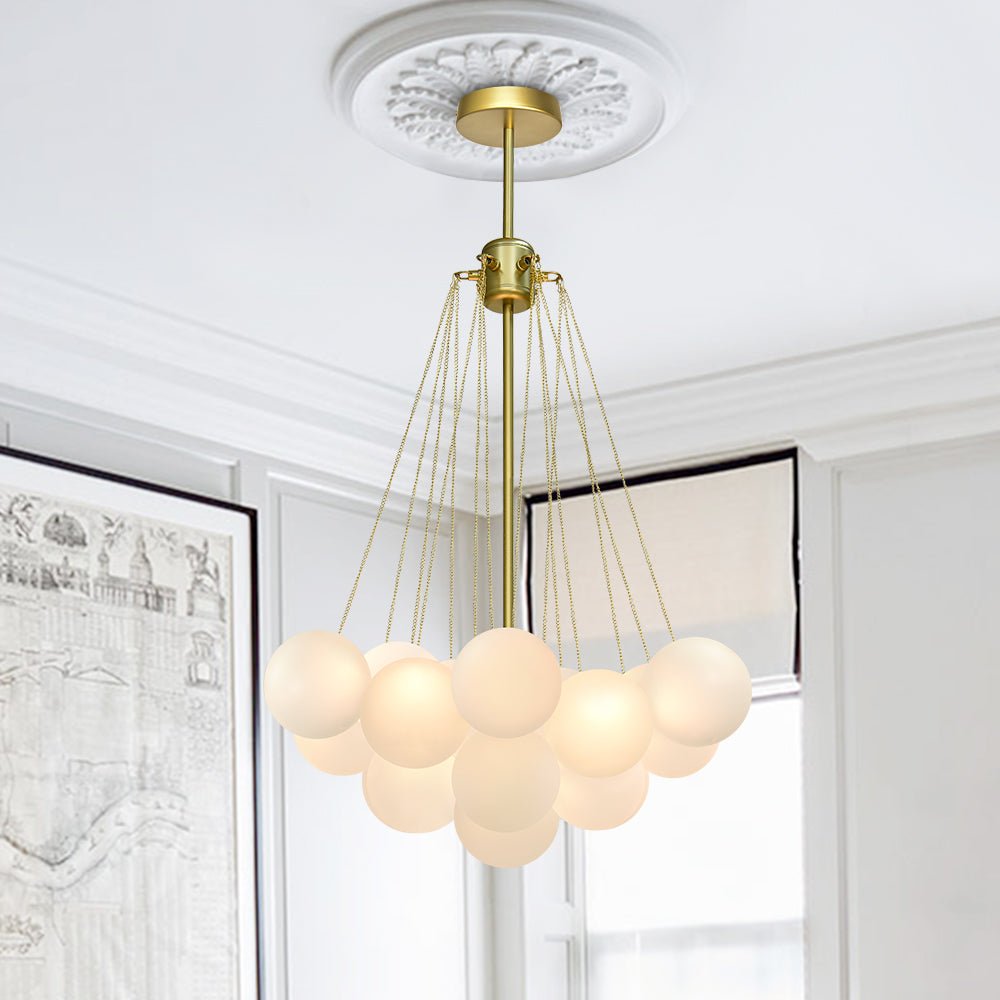 Modern Glass Bubble Chandelier Light Fixture for Dining Room & Living Room Decor