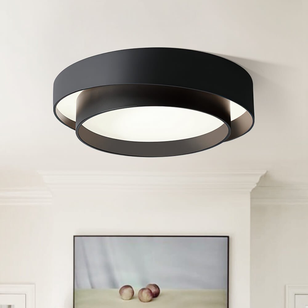 LED Flush Mount Ceiling Light - Concentric Circle Design - Modern Lighting Fixture for Living Room & Dining Room