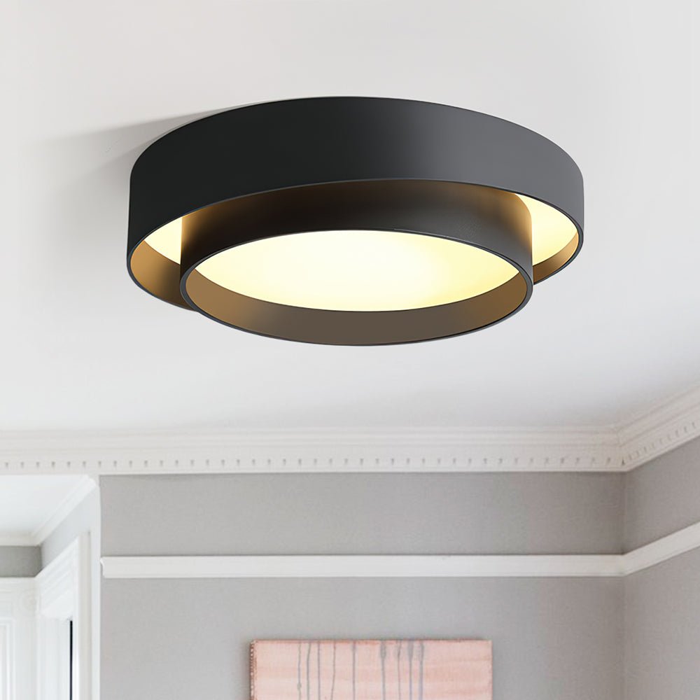 LED Flush Mount Ceiling Light - Concentric Circle Design - Modern Lighting Fixture for Living Room & Dining Room