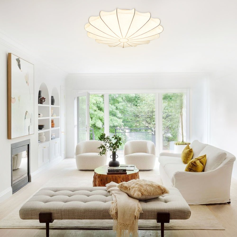 Geometric Flower Silk Ceiling Light Fixture - Modern Design for Living Room & Bedroom Lighting