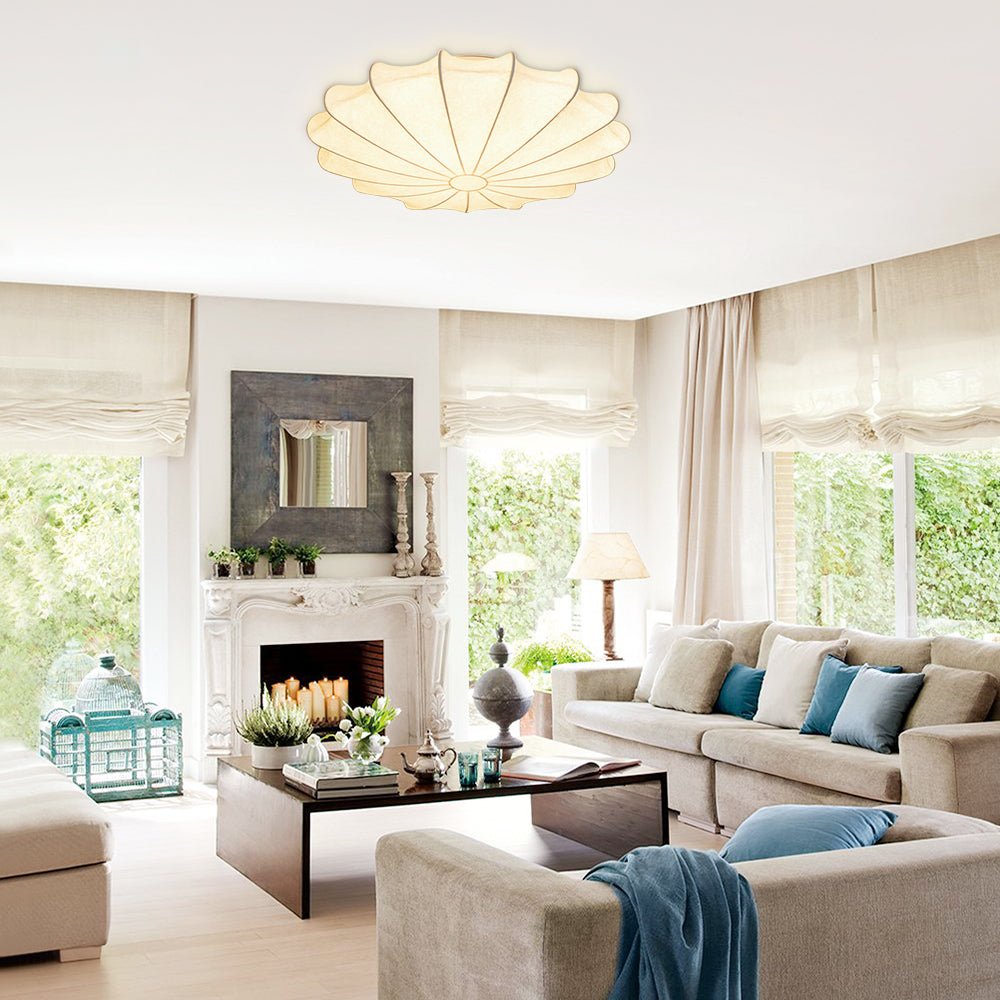 Geometric Flower Silk Ceiling Light Fixture - Modern Design for Living Room & Bedroom Lighting