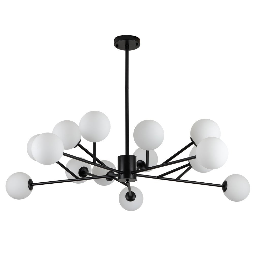 LED 15-Light Globe Linear Chandelier for Kitchen Island - Mid-Century Modern Fixture