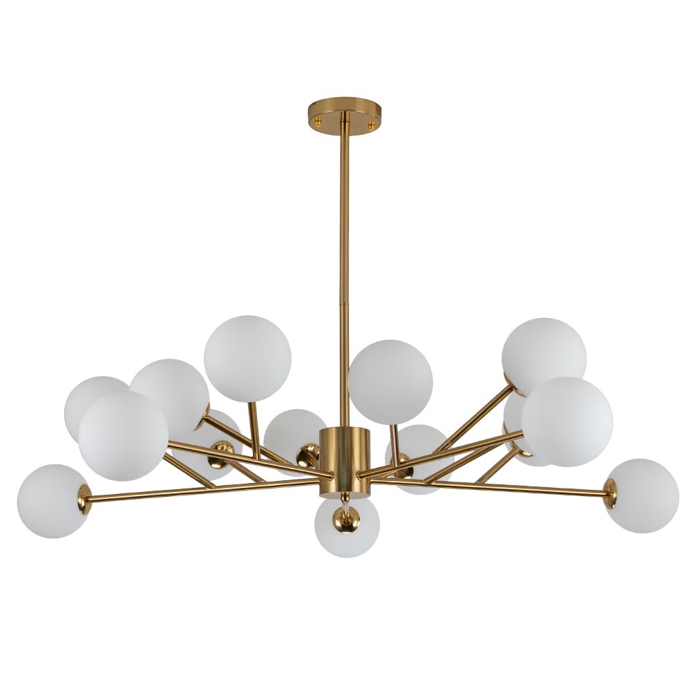 LED 15-Light Globe Linear Chandelier for Kitchen Island - Mid-Century Modern Fixture