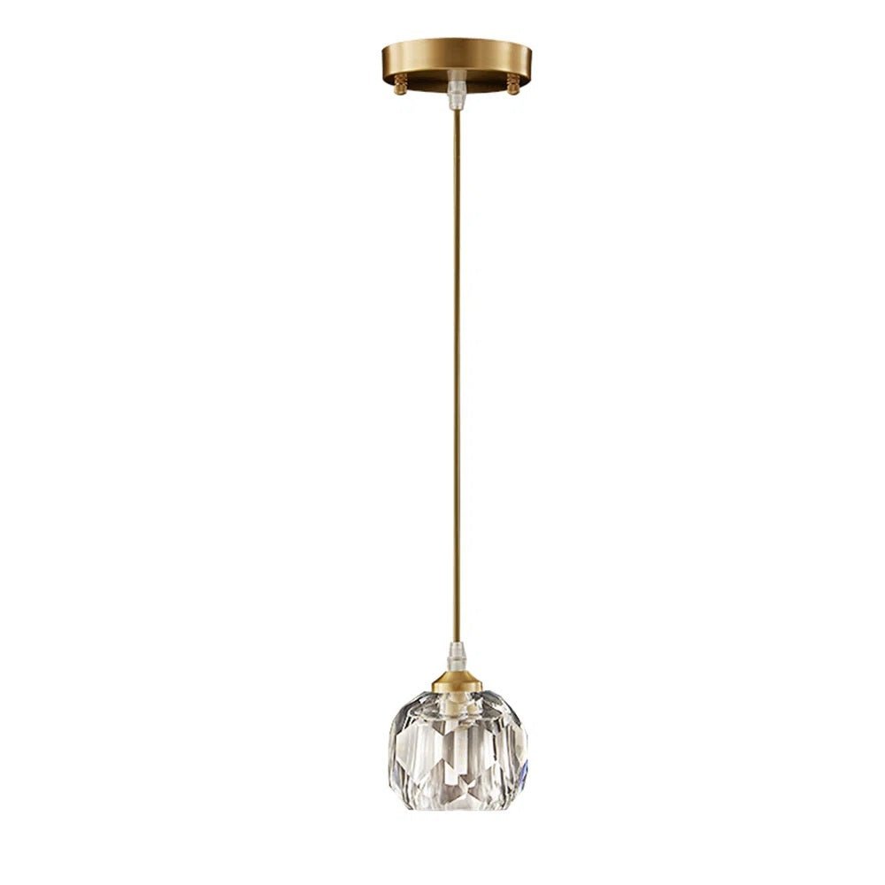 Modern 1-Light Round Crystal Glass Pendant Light Fixture for Kitchen Island & Dining Room