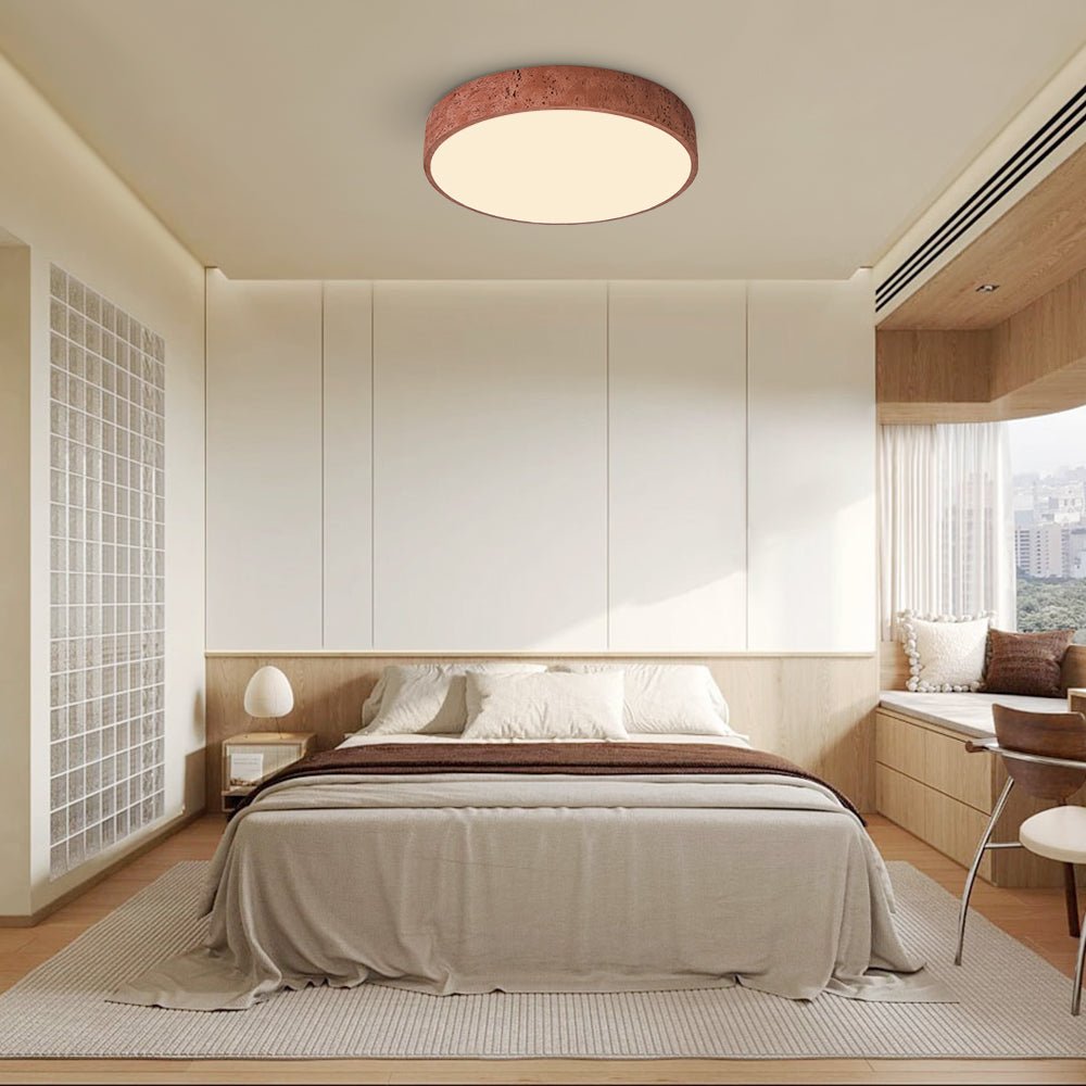 LED Flush Mount Ceiling Light - Dimmable Round Resin Fixture for Living Room & Bedroom Lighting