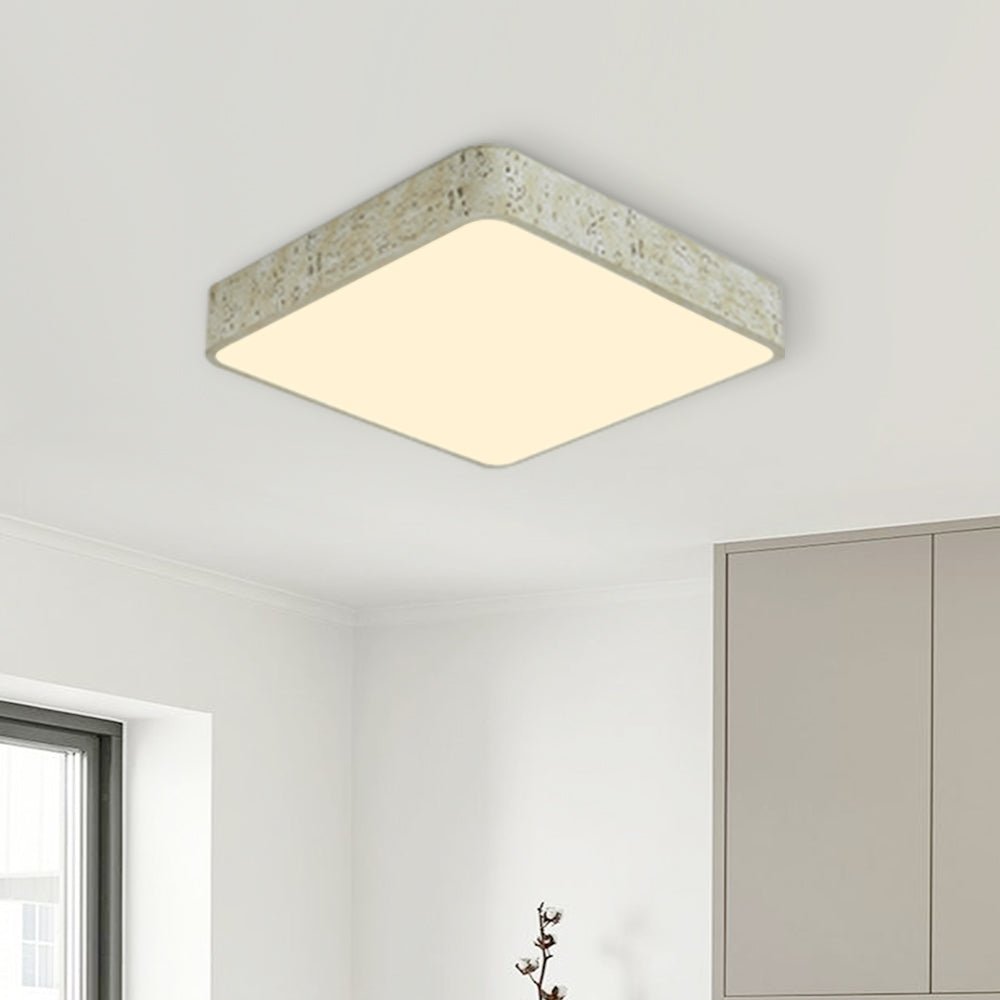 Dimmable LED Flush Mount Ceiling Light - Modern Square Resin Fixture for Living Room & Hallway
