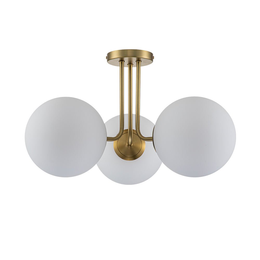 3-Light Sputnik Semi Flush Mount Ceiling Light with Glass Shades for Modern Mid-Century Home Decor