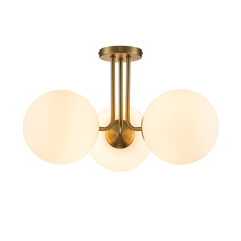 3-Light Sputnik Semi Flush Mount Ceiling Light with Glass Shades for Modern Mid-Century Home Decor
