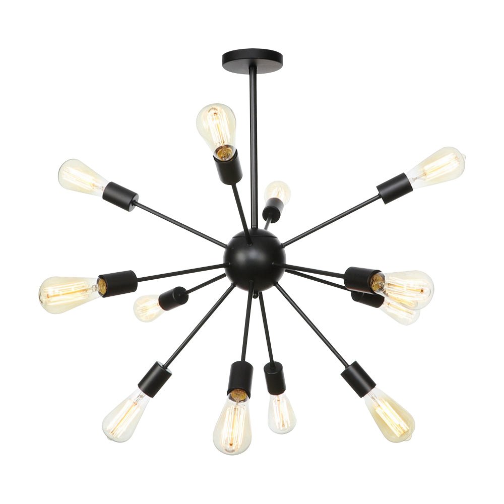 Mid-Century Modern Black Sputnik Chandelier - 8-Light Fixture for Living Room & Dining Room