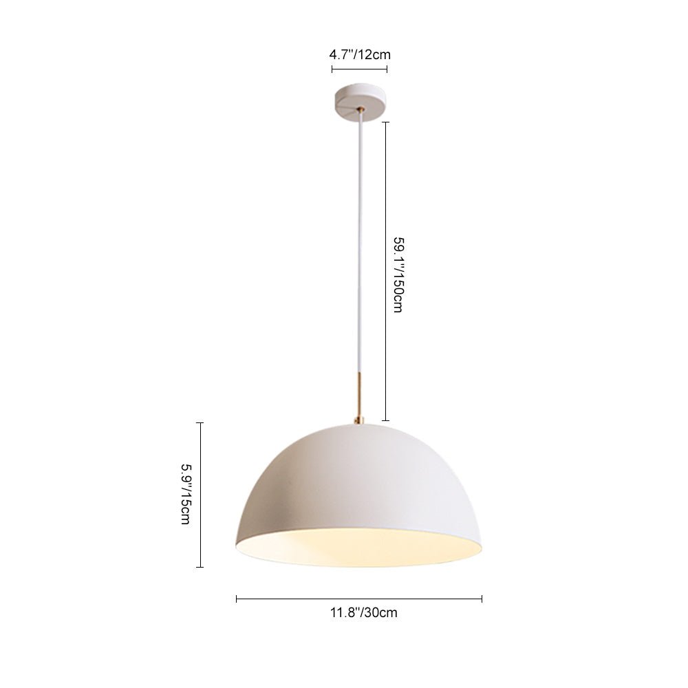1-Light White Dome Pendant Light Fixture - Modern Minimalist Design for Kitchen, Dining Room & Entryway