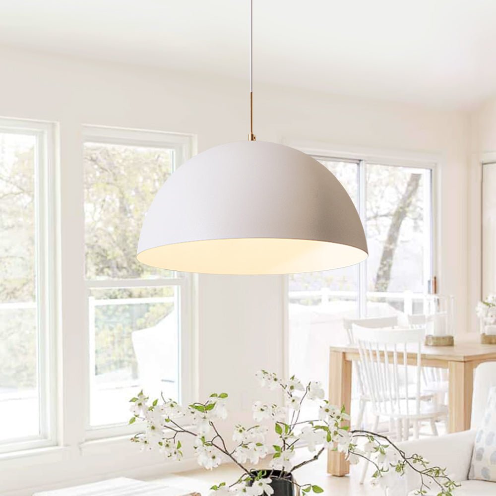 1-Light White Dome Pendant Light Fixture - Modern Minimalist Design for Kitchen, Dining Room & Entryway