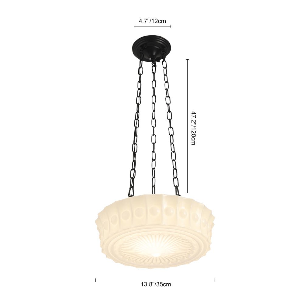 Vintage 3-Light Schoolhouse Pendant Light with Ceramic Shades for Kitchen & Dining Room Lighting