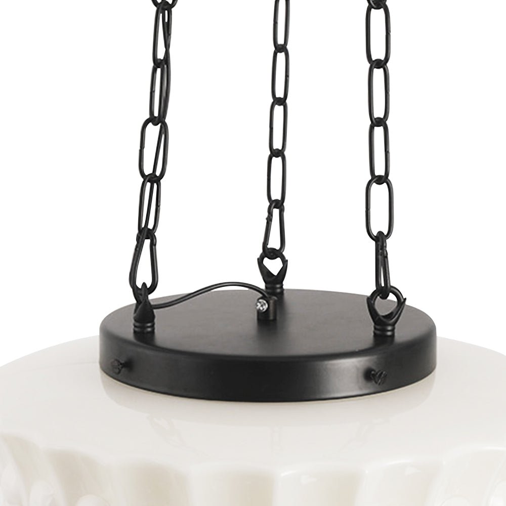 Vintage 3-Light Schoolhouse Pendant Light with Ceramic Shades for Kitchen & Dining Room Lighting