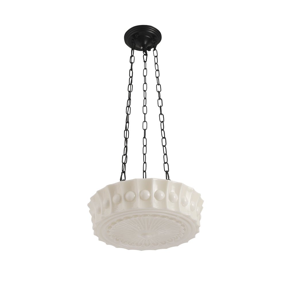 Vintage 3-Light Schoolhouse Pendant Light with Ceramic Shades for Kitchen & Dining Room Lighting