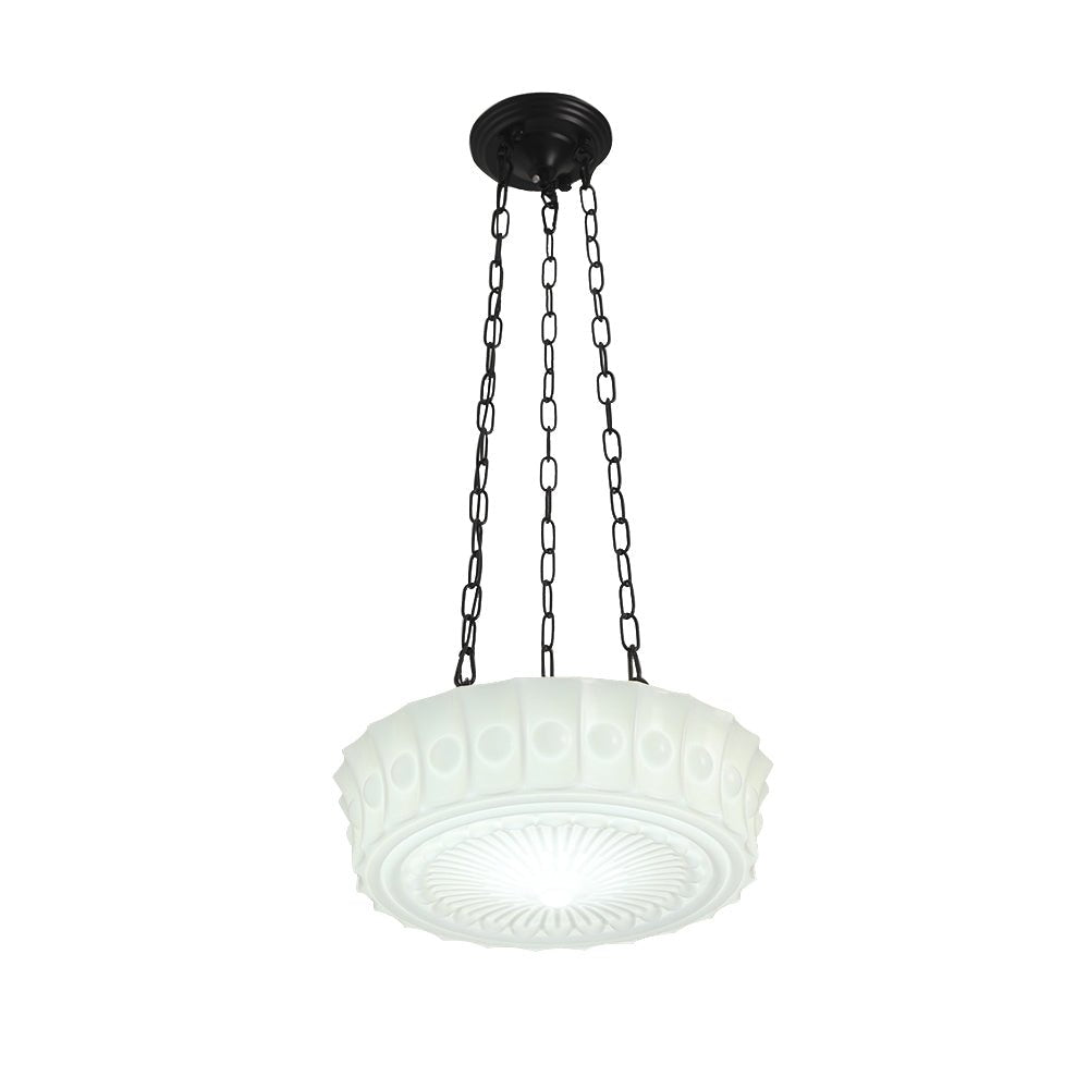Vintage 3-Light Schoolhouse Pendant Light with Ceramic Shades for Kitchen & Dining Room Lighting