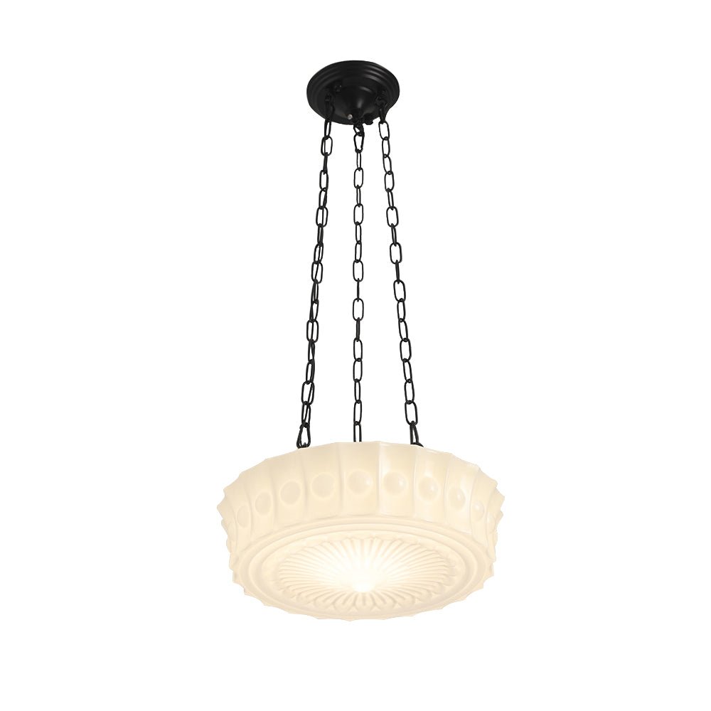 Vintage 3-Light Schoolhouse Pendant Light with Ceramic Shades for Kitchen & Dining Room Lighting