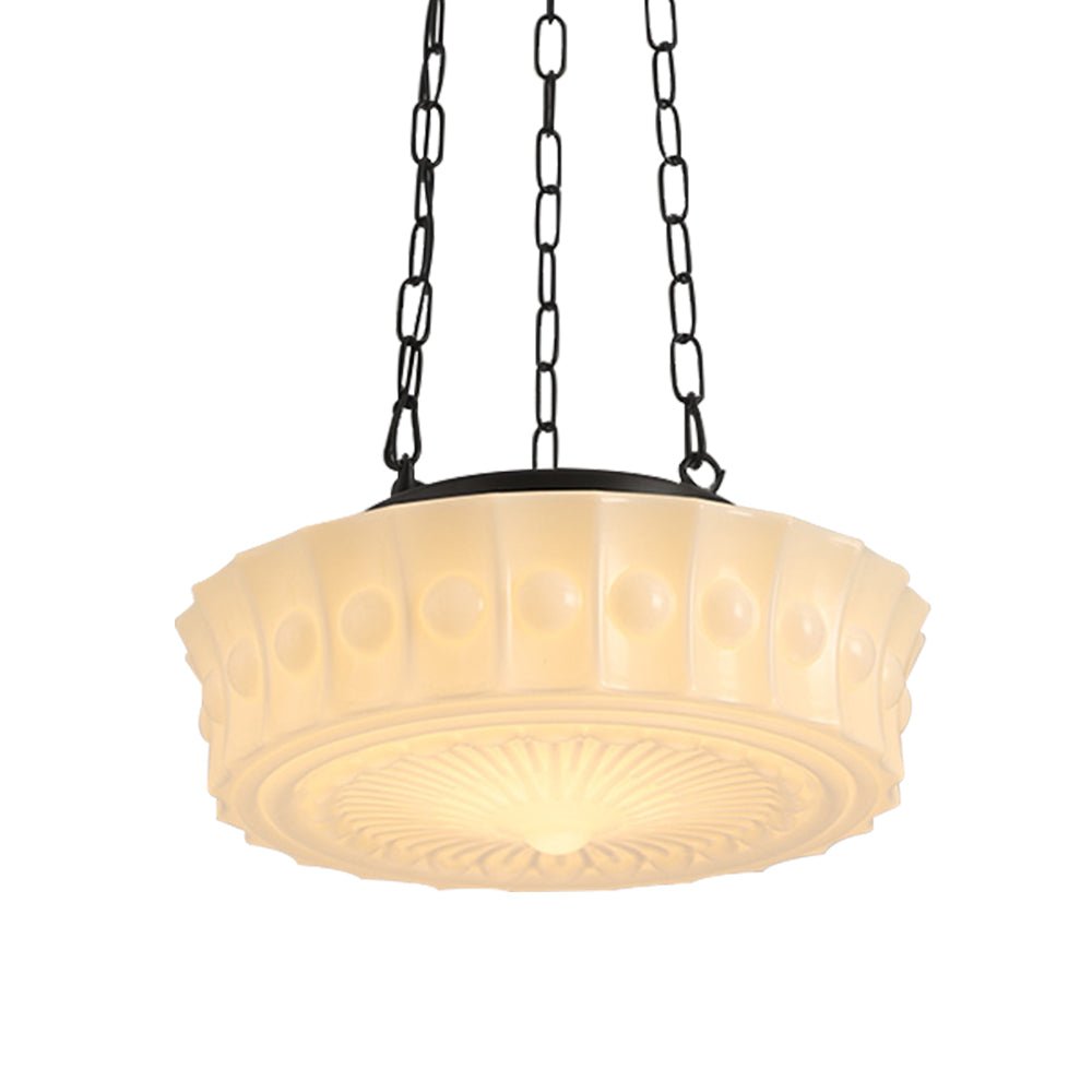 Vintage 3-Light Schoolhouse Pendant Light with Ceramic Shades for Kitchen & Dining Room Lighting