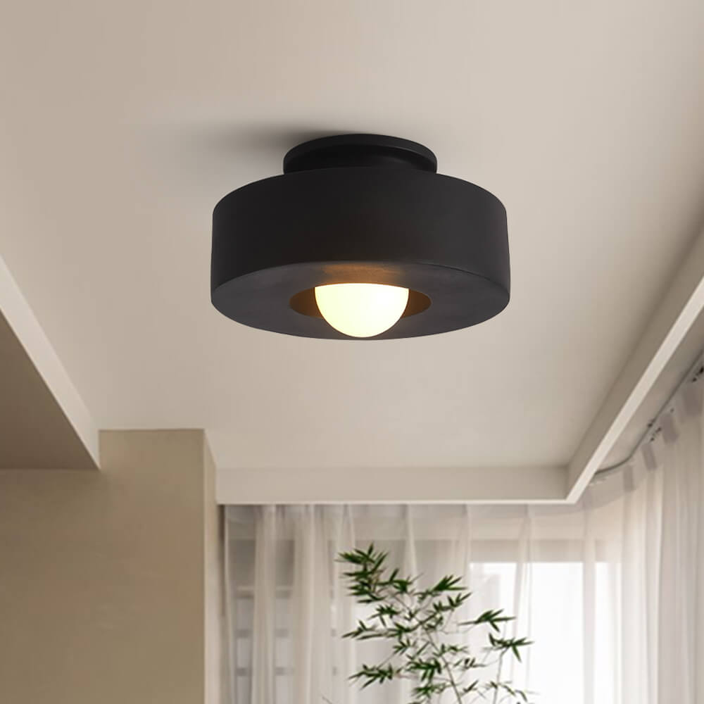 1-Light Resin Semi Flush Mount Ceiling Light Fixture - Cylindrical Design for Modern Home Decor