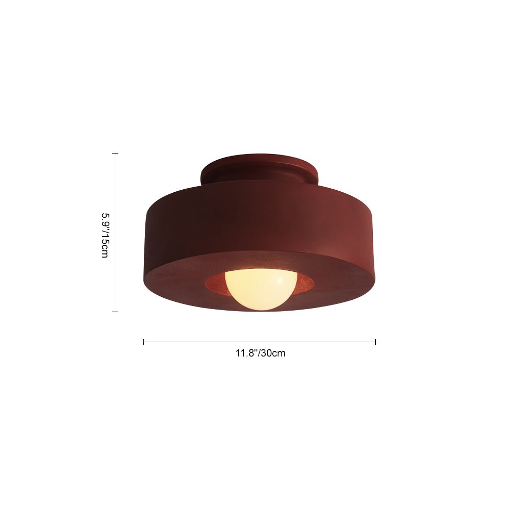 1-Light Resin Semi Flush Mount Ceiling Light Fixture - Cylindrical Design for Modern Home Decor