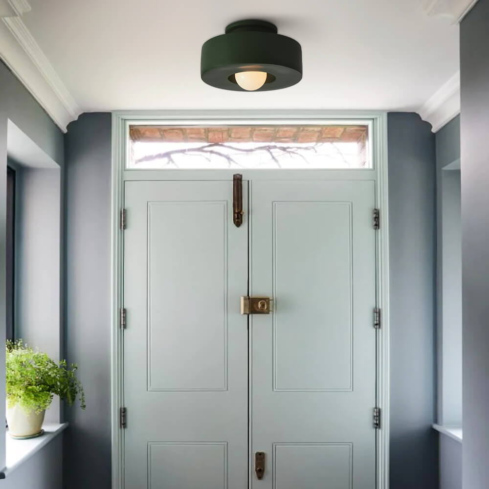 1-Light Resin Semi Flush Mount Ceiling Light Fixture - Cylindrical Design for Modern Home Decor