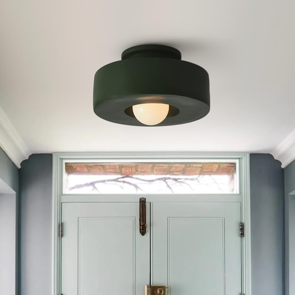 1-Light Resin Semi Flush Mount Ceiling Light Fixture - Cylindrical Design for Modern Home Decor