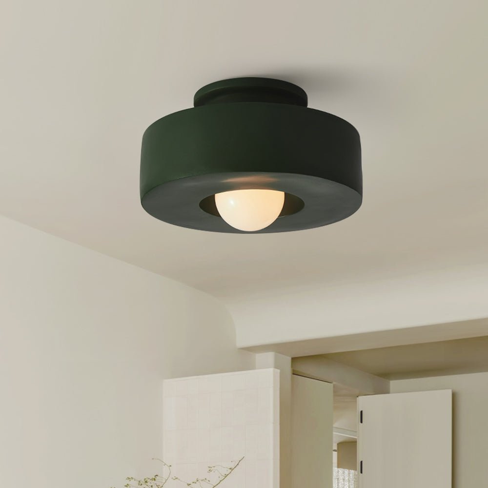 1-Light Resin Semi Flush Mount Ceiling Light Fixture - Cylindrical Design for Modern Home Decor