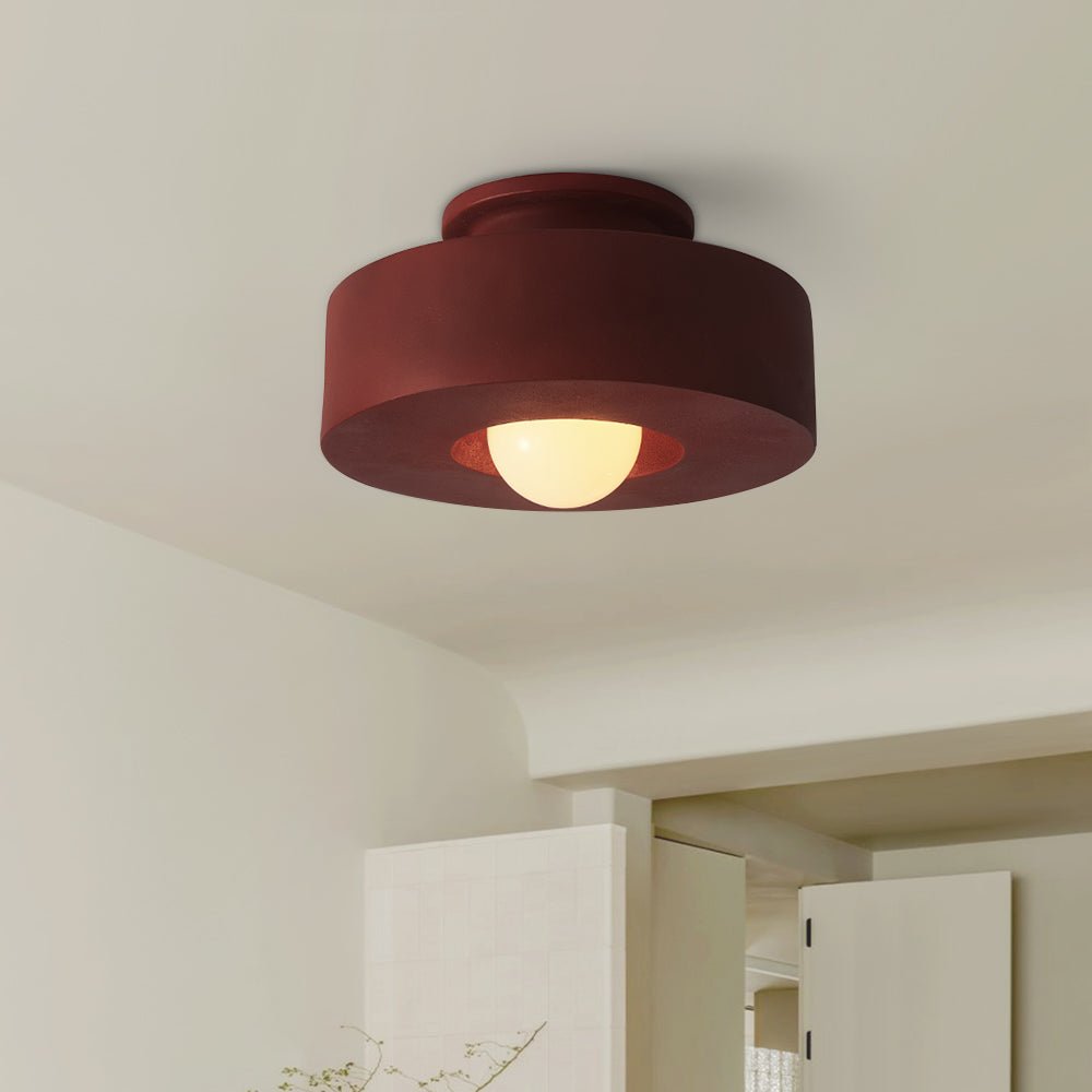 1-Light Resin Semi Flush Mount Ceiling Light Fixture - Cylindrical Design for Modern Home Decor