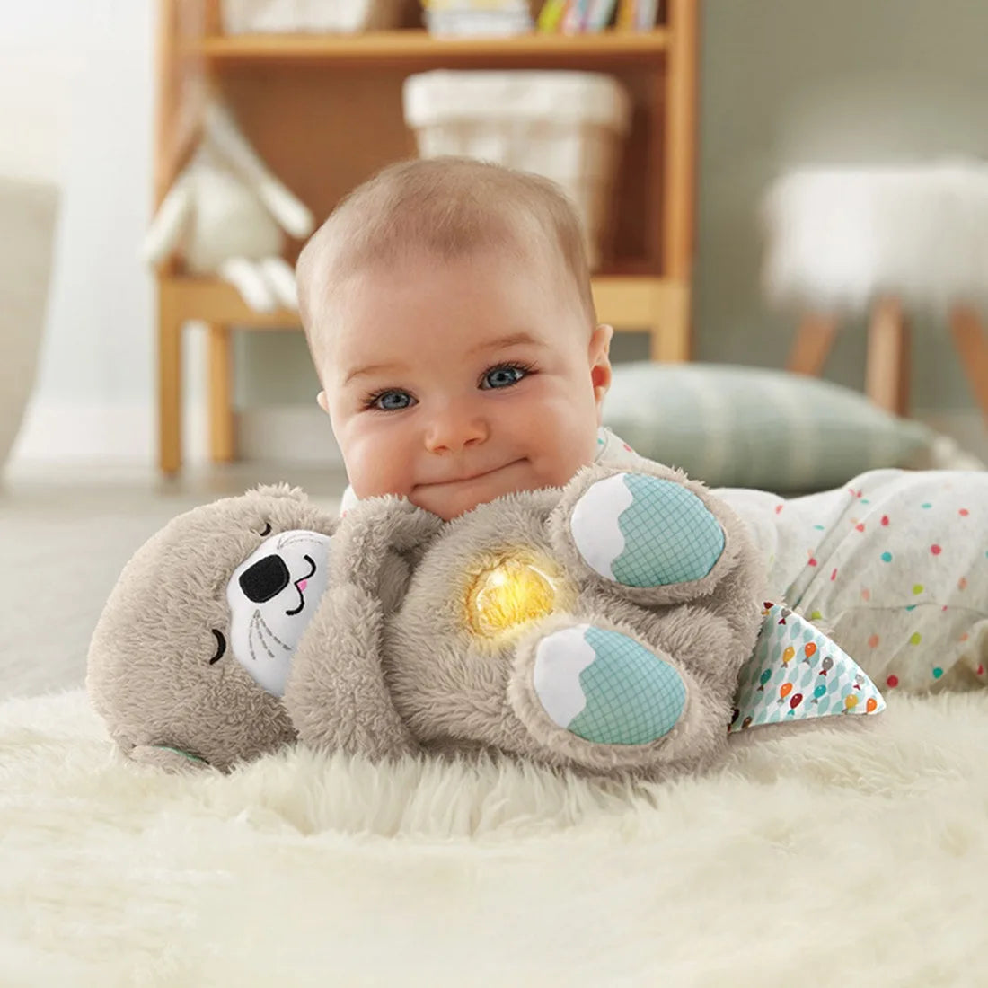 Snuggle Breathing Otter Bear | Soft Plush, Soothing Music & Ideal for Babies' Naptime and Bedtime Comfort
