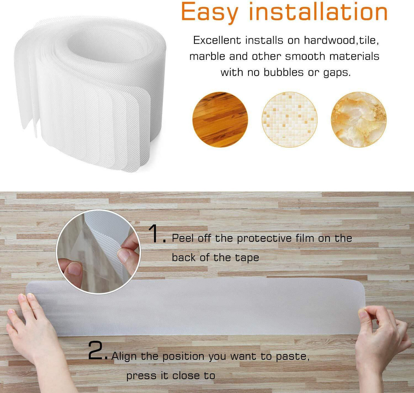 Non Slip Stair Treads with Adhesive - Anti Slip Tread Covers for Safe Indoor Steps & Stairs Protection