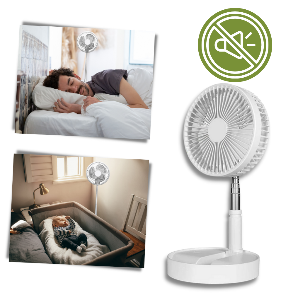 Wireless Foldable Fan | Adjustable Height Fan - USB Rechargeable and Ultra-Quiet Cooling Solution