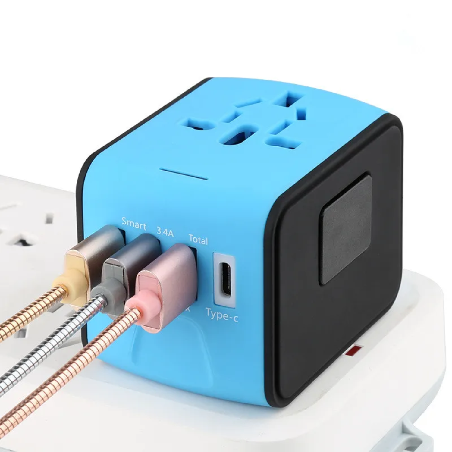 Universal Travel Power Adapter | Compact, Multi-Plug Design with 4 USB Ports for Global Charging Needs