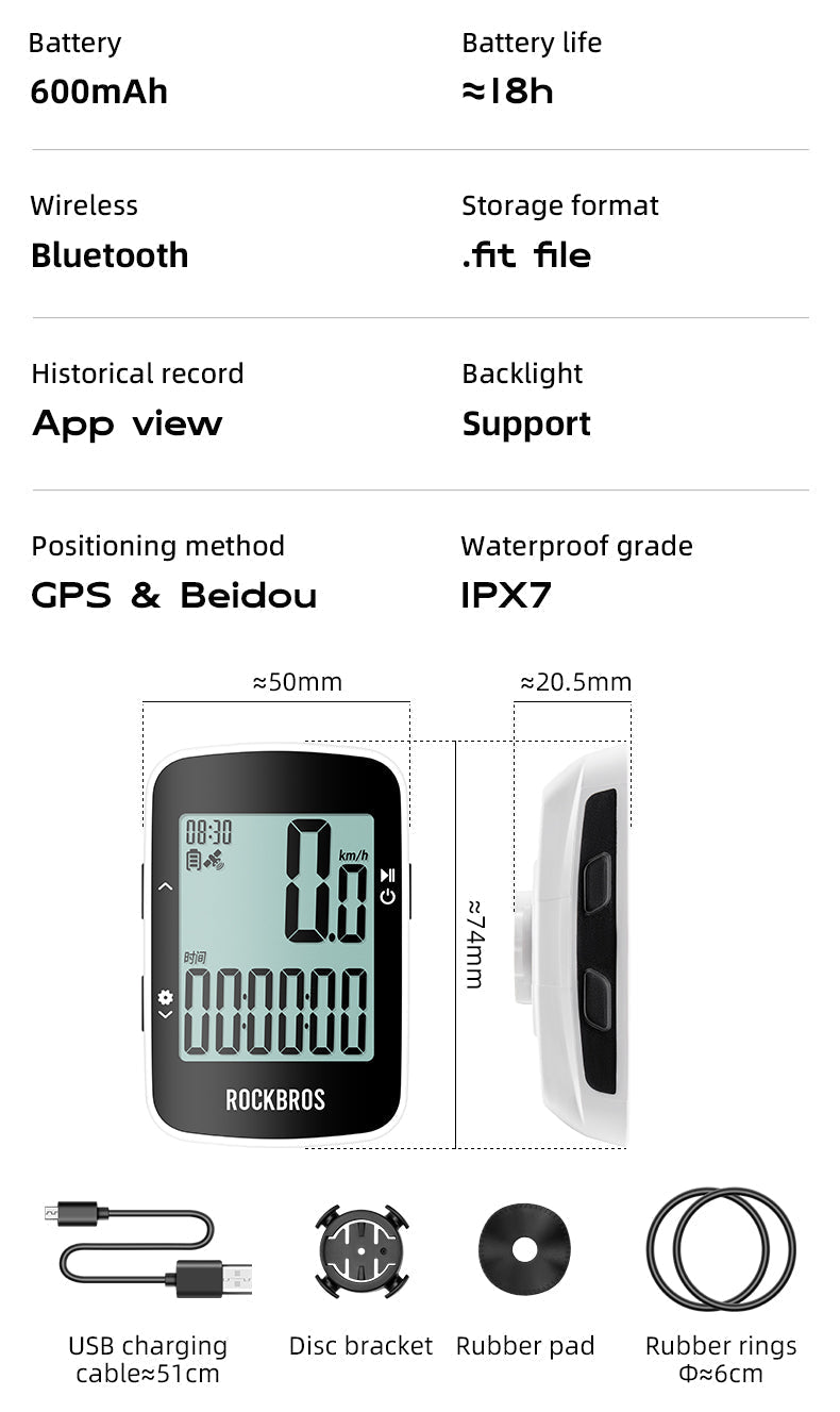 Bike Cycling GPS Computer | Bluetooth Wireless, IPX7 Waterproof & Ideal for Outdoor Adventures