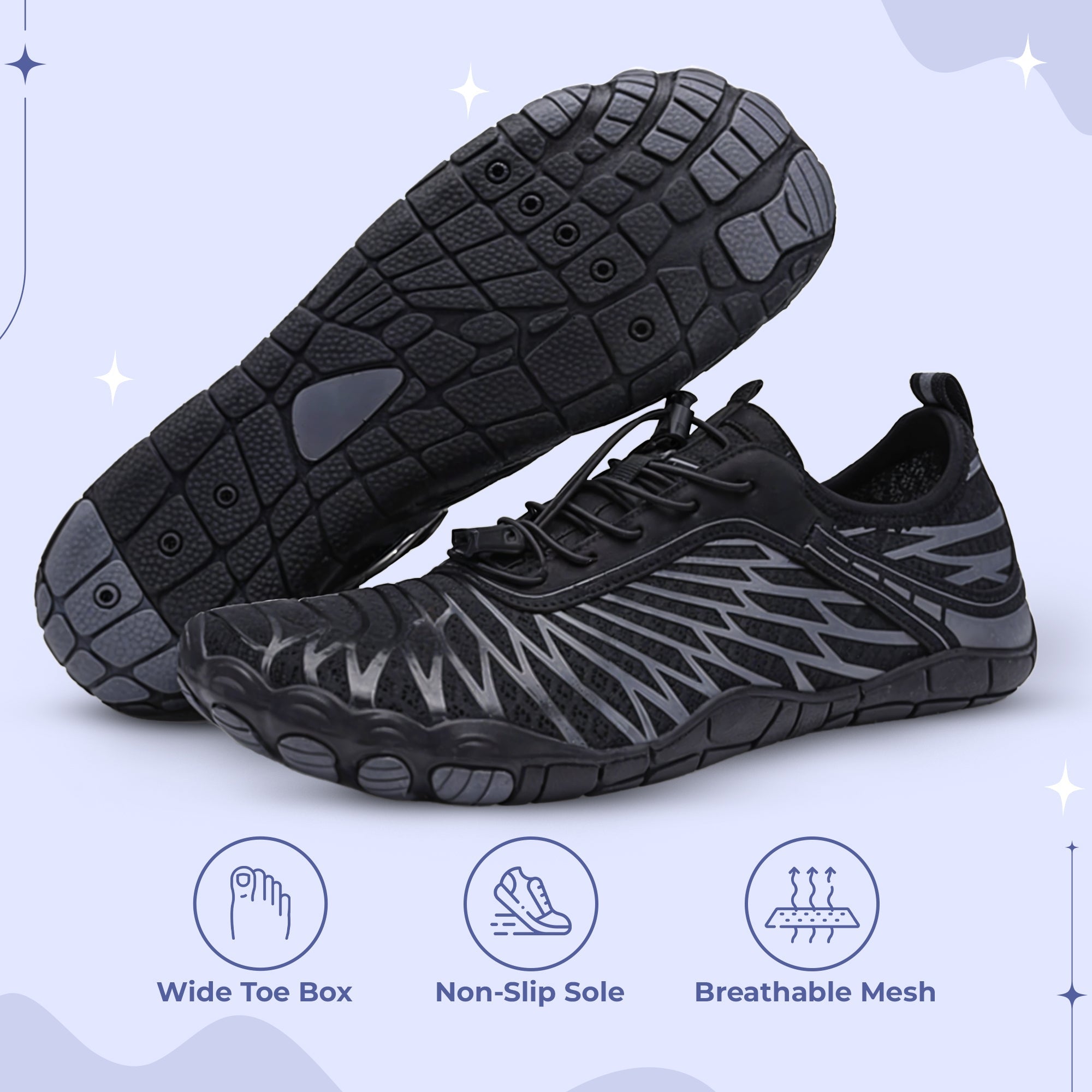 Non-Slip Barefoot Shoes | Wide Toe Box, Breathable Material & Lightweight for Hiking, Yoga, and Everyday Wear