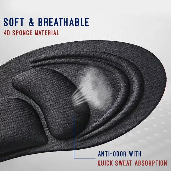 Orthopedic Memory Foam Insoles for Arch Support & Pain Relief in Shoes - 4D Comfort Design