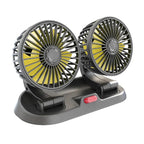 360° Adjustable Dual Head Car Cooling Fan | USB & Cigarette Lighter Compatible for Cars, Trucks & RVs