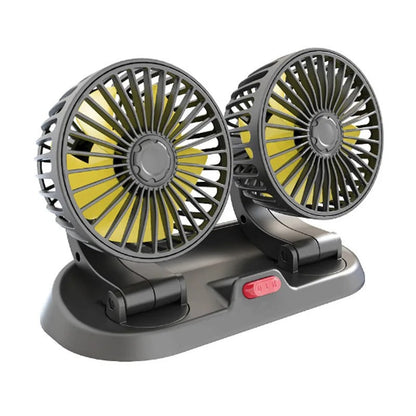 360° Adjustable Dual Head Car Cooling Fan | USB & Cigarette Lighter Compatible for Cars, Trucks & RVs