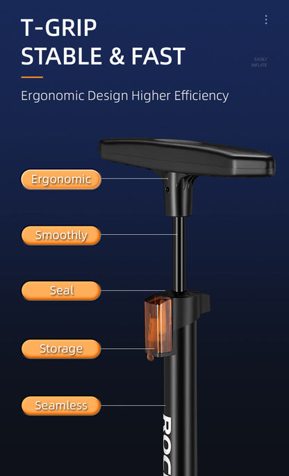 High Pressure Bicycle Floor Pump | 160 PSI, Schrader/Presta Valve & Ergonomic Design for Bikes, Motorcycles & Sports Equipment
