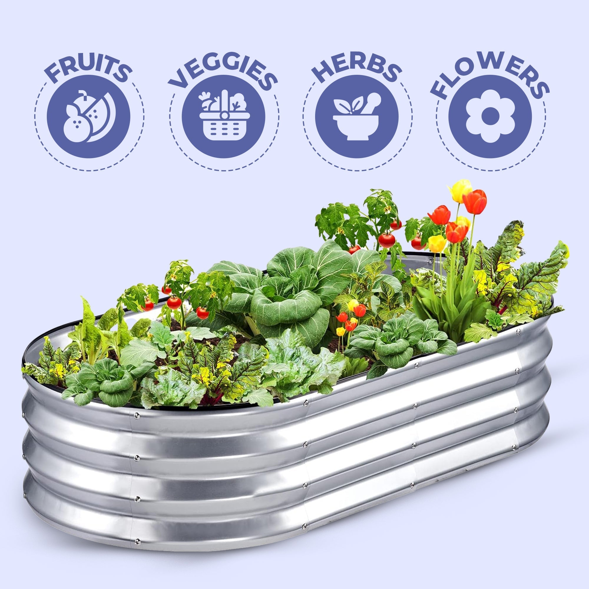 Galvanised Steel Raised Garden Bed | Durable, Modular Design for Organized Planting in Your Outdoor Space