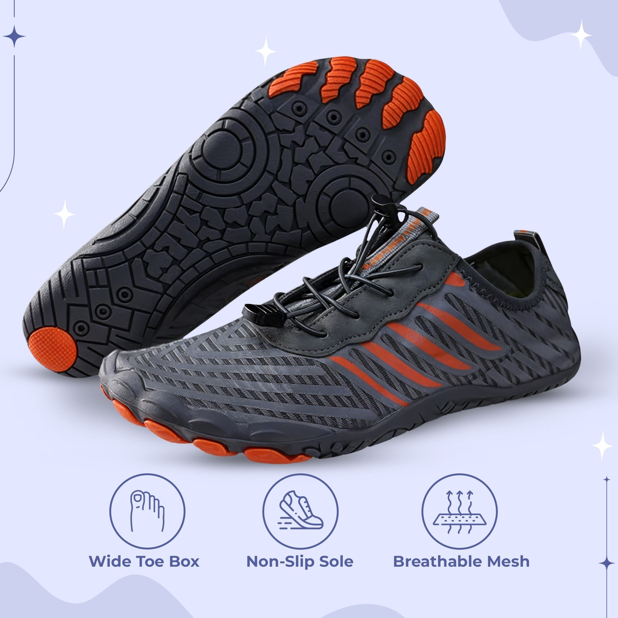 Non-Slip Barefoot Shoes | Wide Toe Box, Breathable Material & Lightweight for Hiking, Yoga, and Everyday Wear