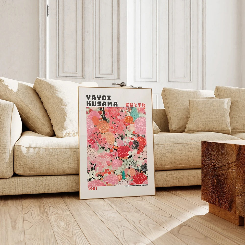 Yayoi Kusama 1981 Art Print - Yodo Gallery Exhibition Artwork for Home Decor & Art Collectors