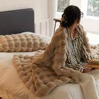 Faux Rabbit Fur Blanket - Thick & Warm Soft Cuddly Throw for Home, Living Room & Bedroom Decor