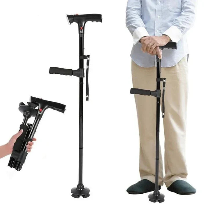 Foldable Walking Cane with LED Light | Lightweight, Slip-Resistant Base & Ideal for Seniors and On-the-Go Support