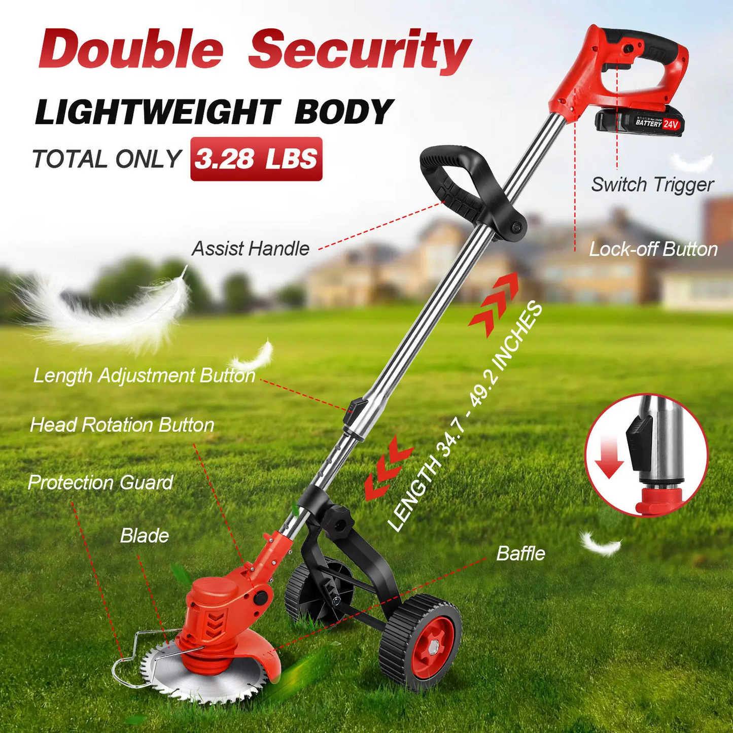 Lawn Grass Edge Cutter: Ultimate Battery Operated Turf Trimmer and Wiper Snipper with Wheels for Effortless Cutting