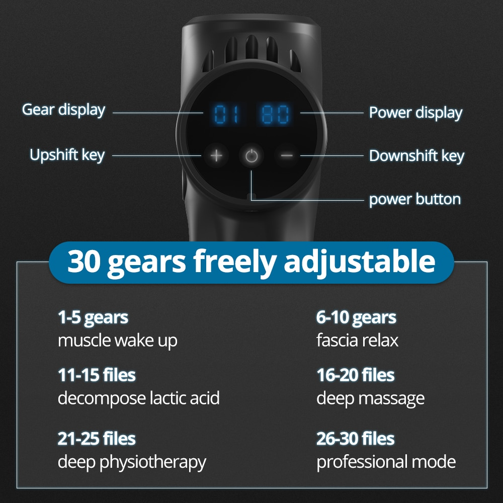 Professional Massage Gun | 30 Speeds, 8 Attachments & Touch Screen for Muscle Recovery and Pain Relief