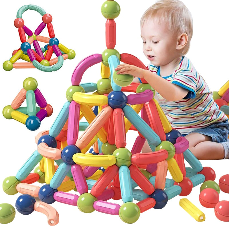 Magnetic Building Blocks | Durable, Safe & Creative Toy for Kids Aged 2+ to Enhance Coordination and Imagination