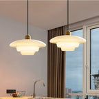 White Glass Pendant Light Fixture - Modern Hanging Lamp for Kitchen Island & Dining Room