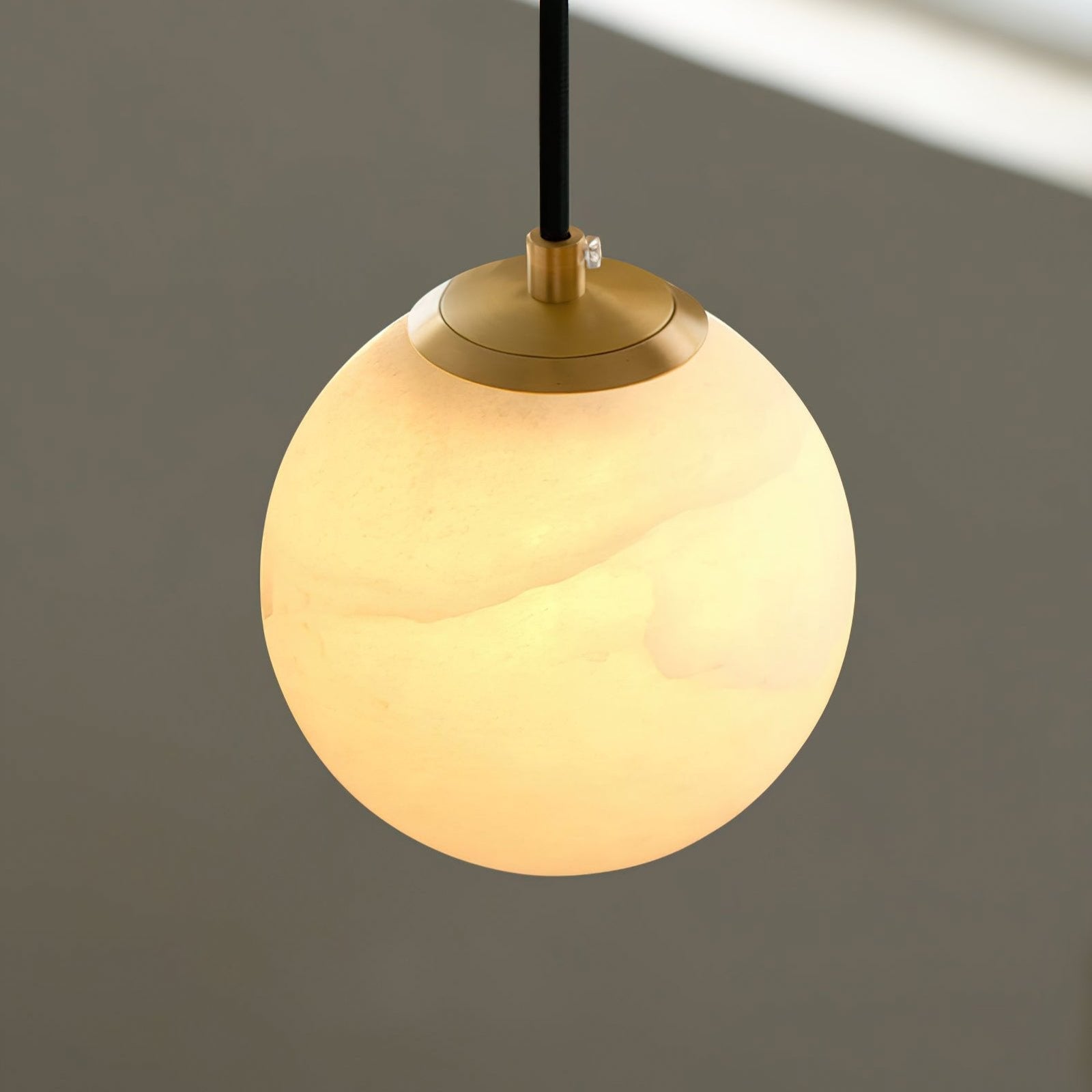 Alabaster Globe Pendant Light Fixture - Modern Hanging Ceiling Lamp for Kitchen, Dining Room & Entryway