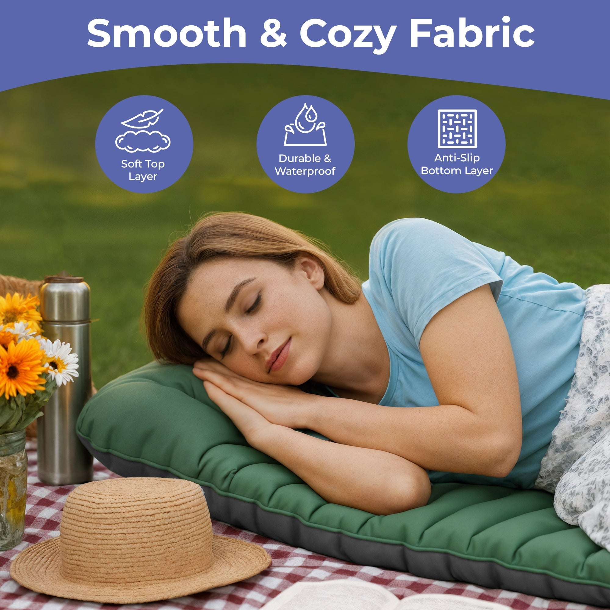 Camping Inflatable Portable Mattress | Lightweight, Built-in Foot Pump & Compact Design for Outdoor Adventures