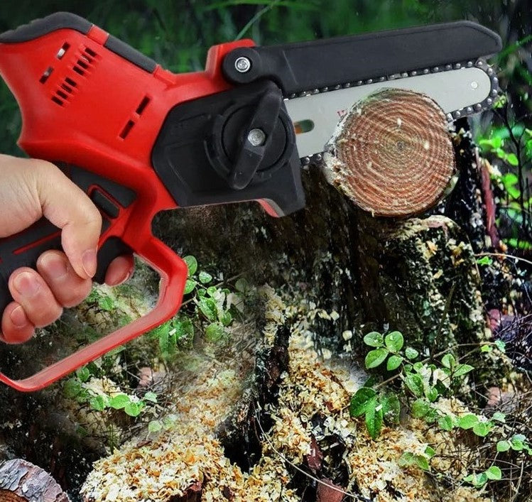 Cordless 6-inch Rechargeable Chainsaw | Lightweight, Hand-Held Design for Tree Trimming & Wood Cutting Tasks