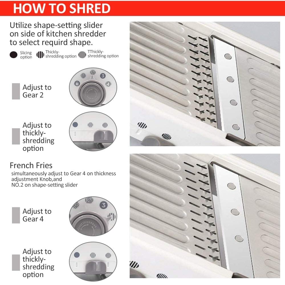 Mandoline Vegetable Slicer | Adjustable Stainless Steel Blades for Quick, Safe & Precise Vegetable Preparation